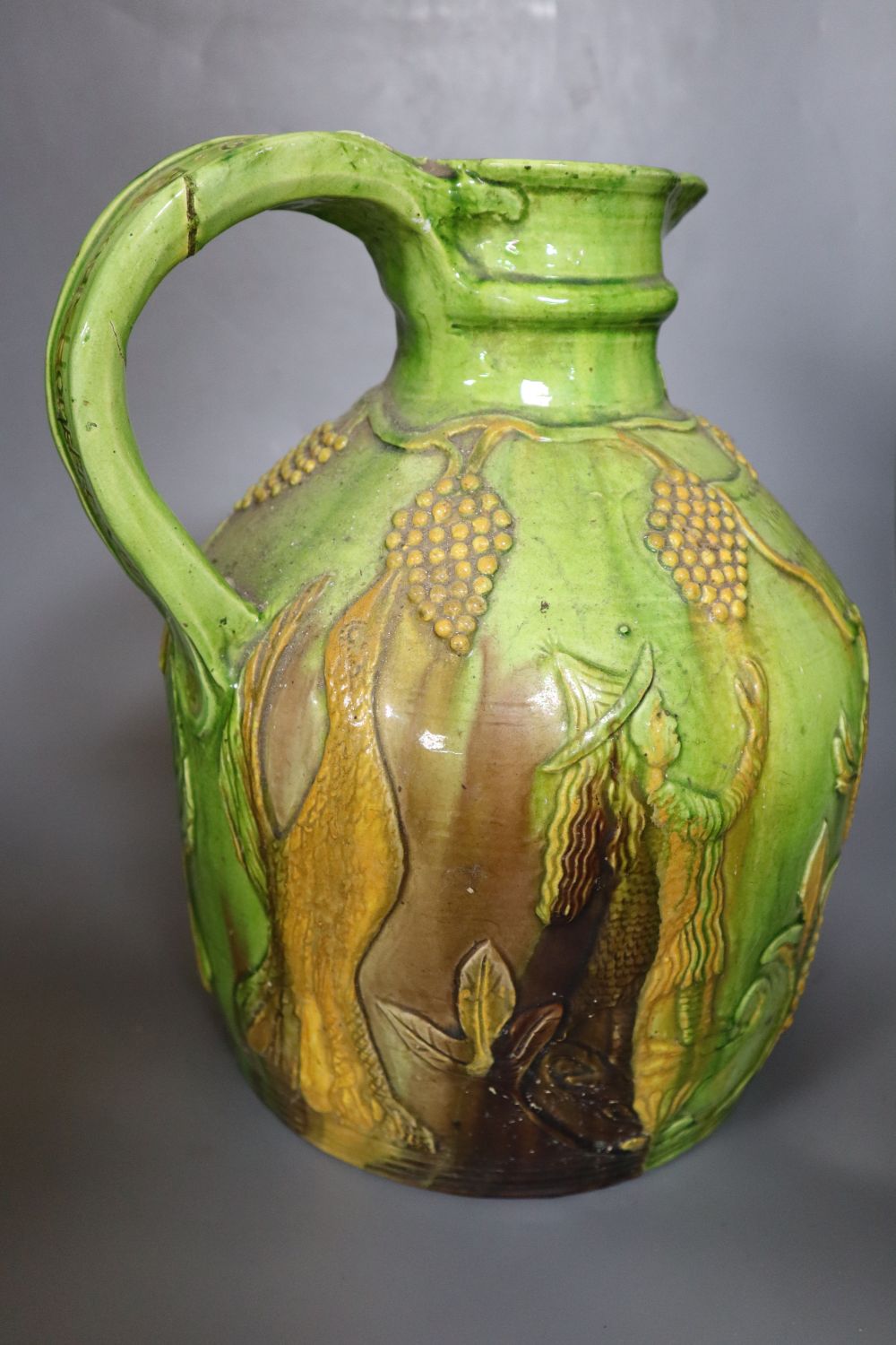 A large Castle Hedingham pottery inscribed beer jug, incised mark modelled by E. Bingham 1829 to 1901 October 1901, height 36cm